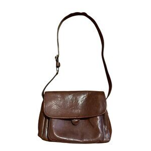 Vintage Valentina Italian Leather Shoulder Crossbody Bag Purse Adjustable Strap